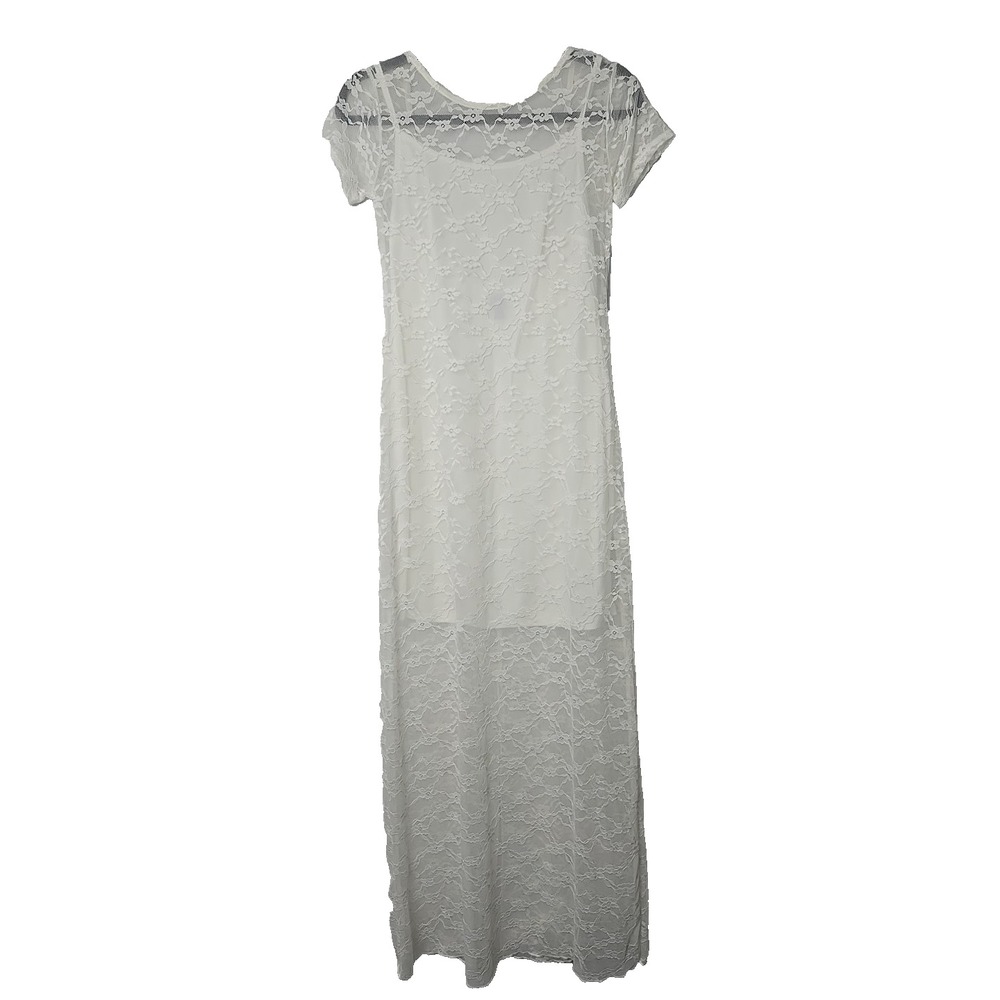 Wild Fable Ivory Lace Maxi Dress Short Sleeve SMALL New